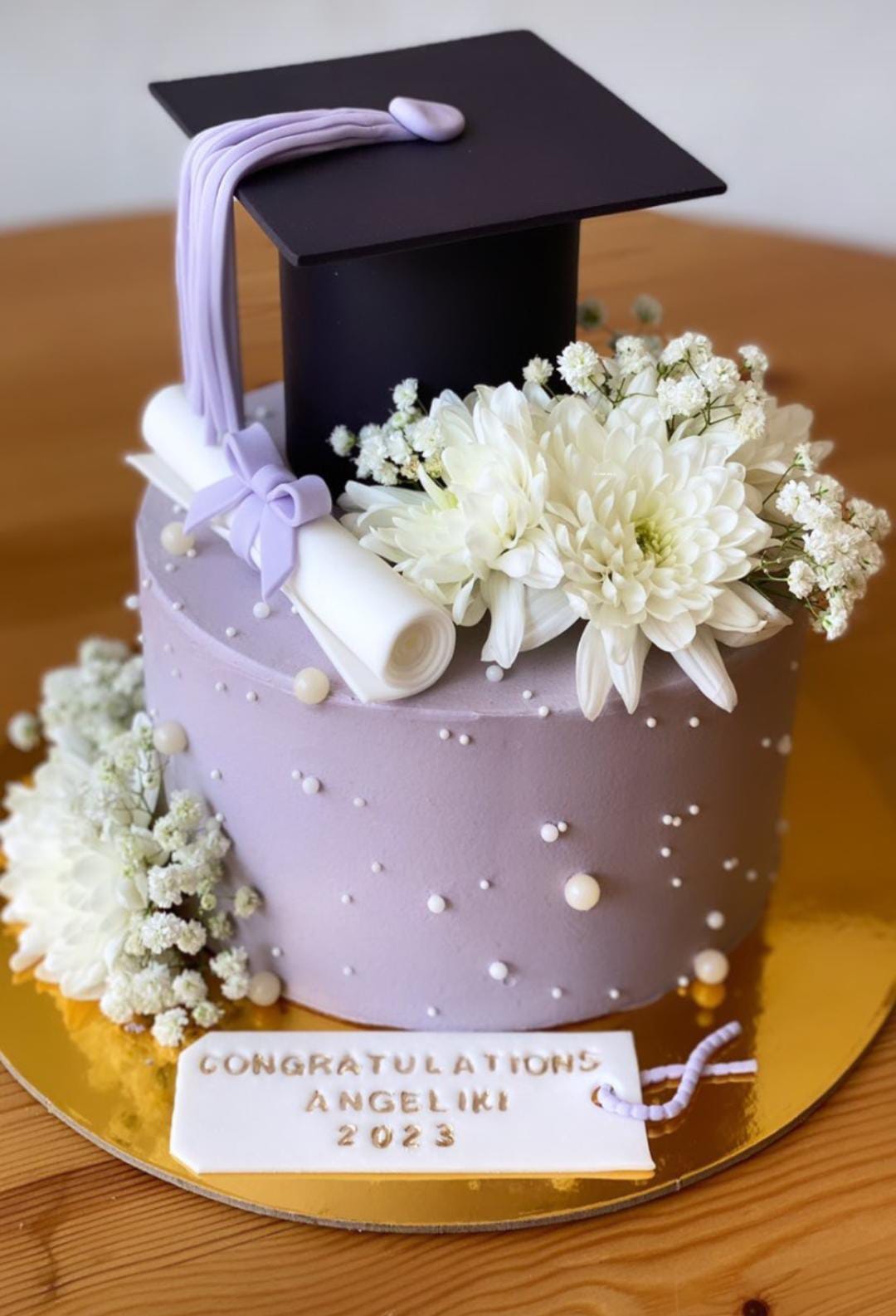 Graduation Cake-Purple with flower